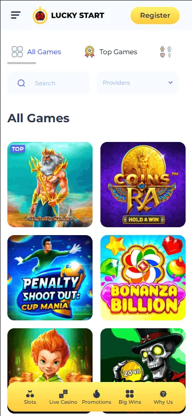 Luckystart Casino mobile casino games area